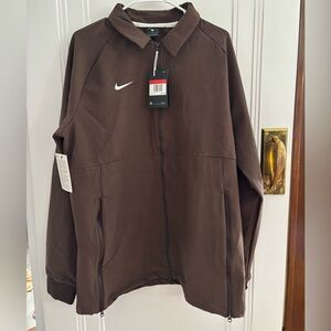 Nike Brown Windbreaker Jacket with White Swoosh